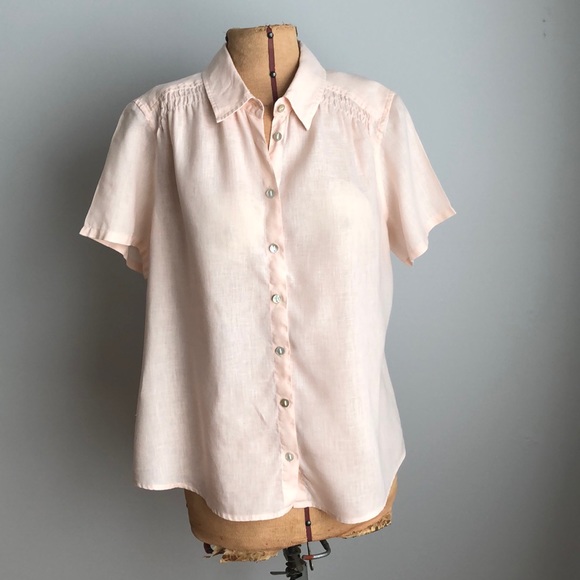J.Jill Blush Linen Button Blouse Short Sleeves - Picture 1 of 11